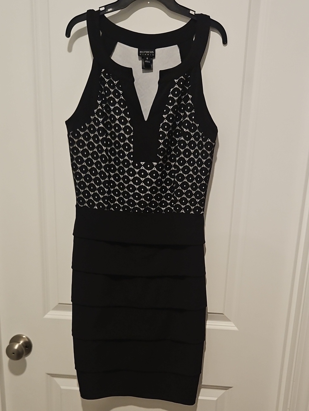 Enfocus Studio Black & White Tiered Sheath Dress